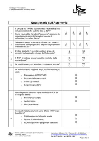 Questionario CISEM autonomia