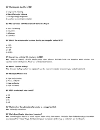 Level 3 Digital marketing Questions for learning SEO | PDF