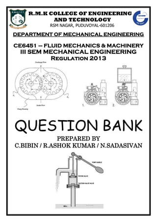 CE6451 - FLUID MECHANICS AND MACHINERY | PDF