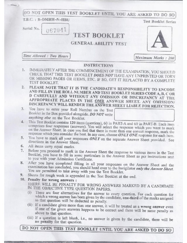 Question booklet series_a_ies_2014