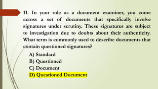 Questionable Documents Signature Sample QUESTIONED DOCUMENTS EXAMINATION PRESENTATION | PPTX