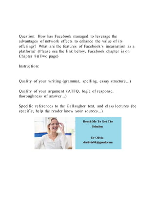 Question How has Facebook managed to leverage the advantages of | DOCX