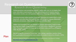 Research on Questioning
Plan
 