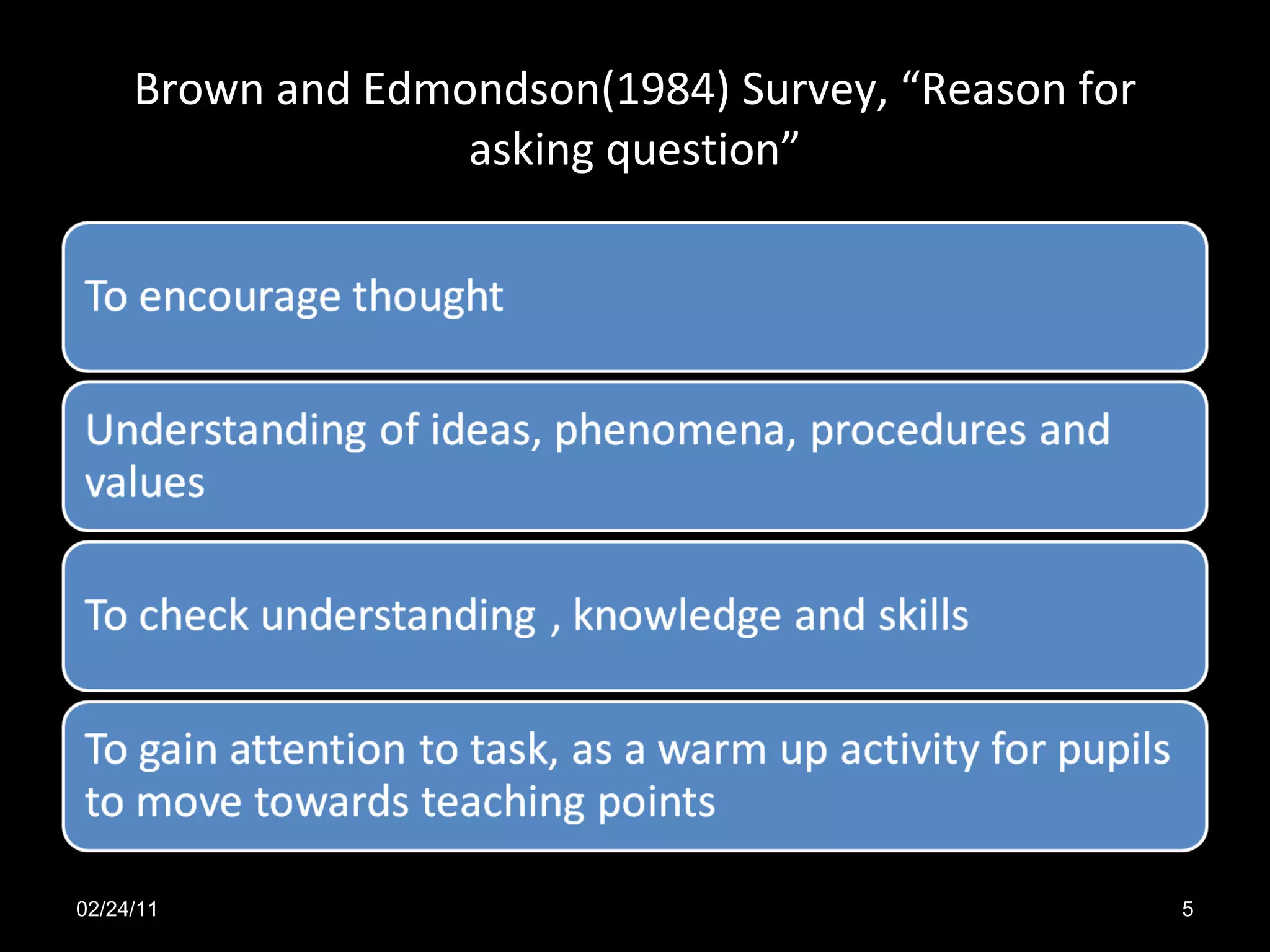 Brown and Edmondson(1984) Survey, “Reason for asking question” 02/24/11