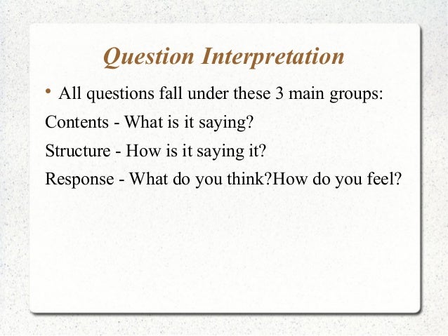 Question Interpretation Strategies