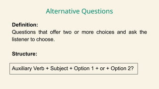 Preparatory Class - Speaking - Question Making | PPTX