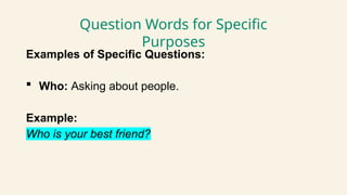 Preparatory Class - Speaking - Question Making | PPTX