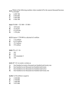 Question Matematik Tahun 5
