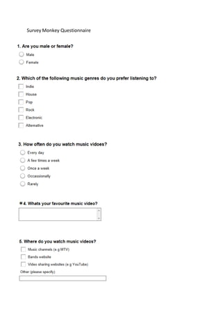 Survey Monkey Questionnaire
 