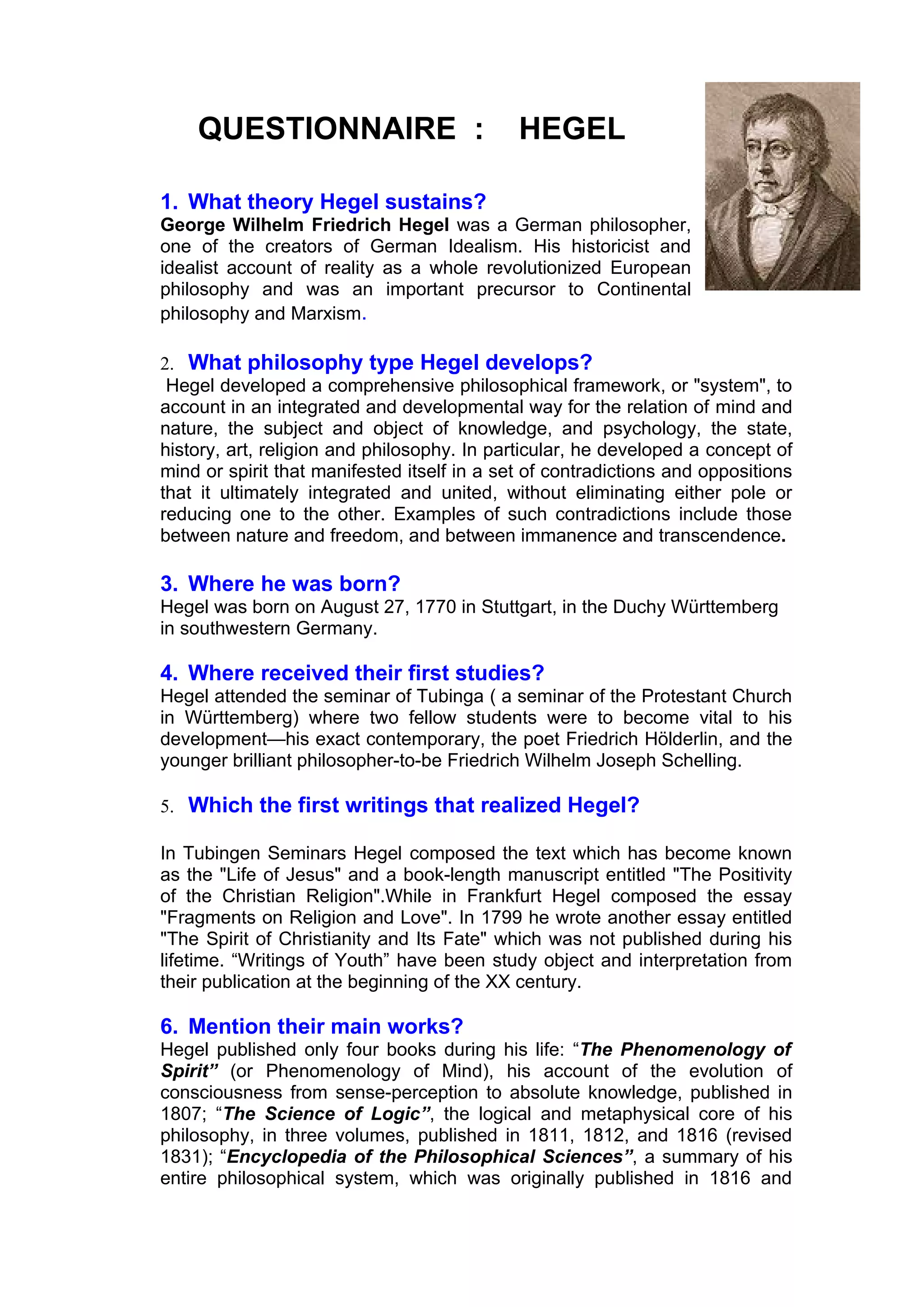 Questionnaire : HEGEL | DOC
