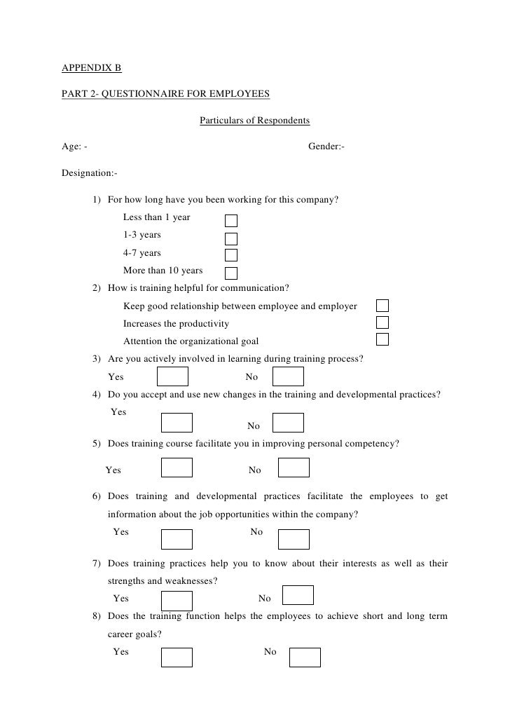 training questionnaire template