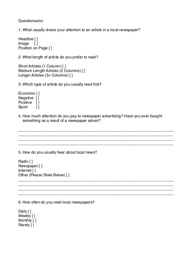  Questionnaire 