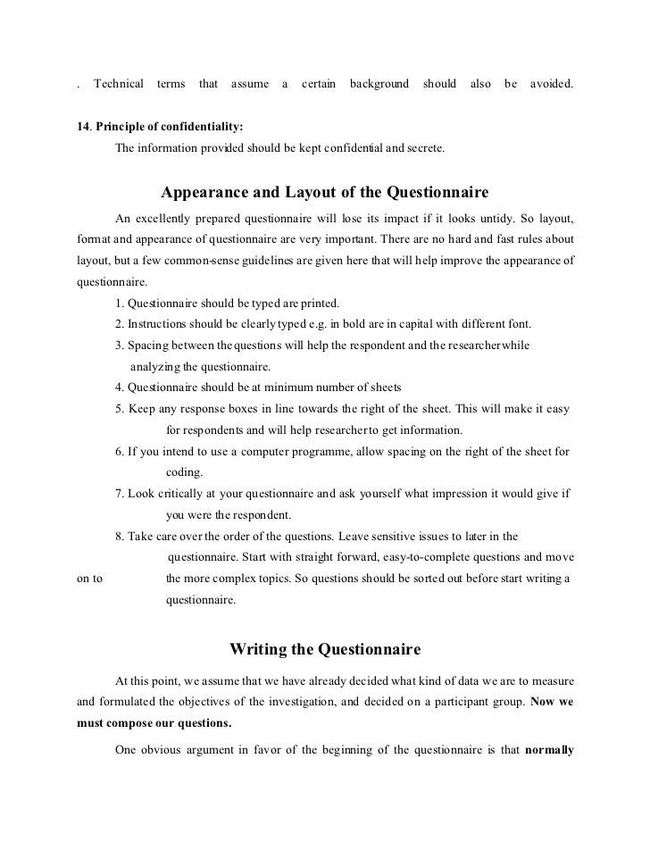 sample questionnaire