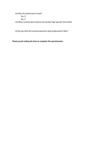 Production Questionnaire Questionnaire | DOCX