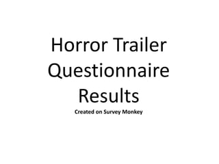 Horror Trailer
Questionnaire
  Results
   Created on Survey Monkey
 