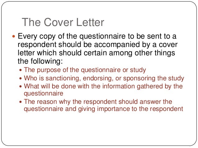 questionnaire cover letters