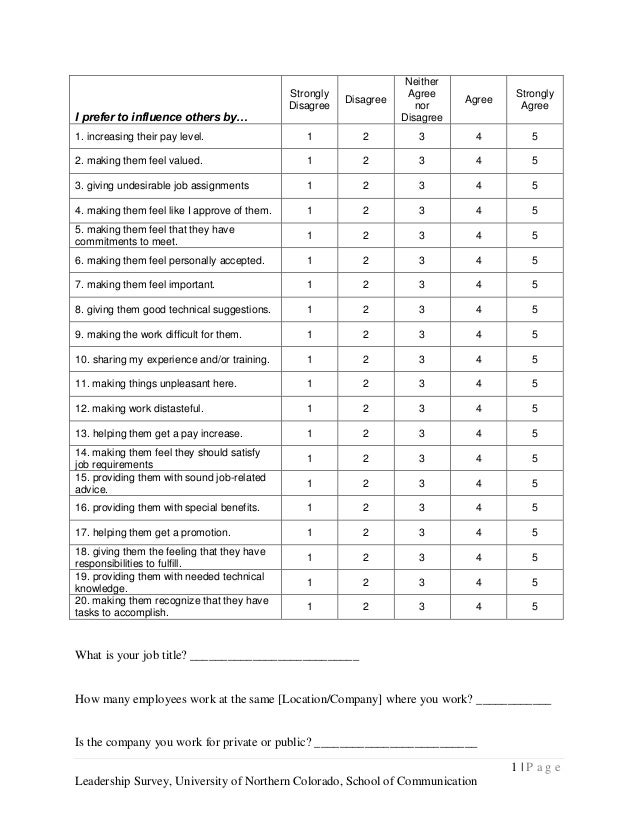 leadership styles in education questionnaire