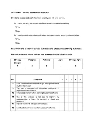 sample questionnaire in research paper