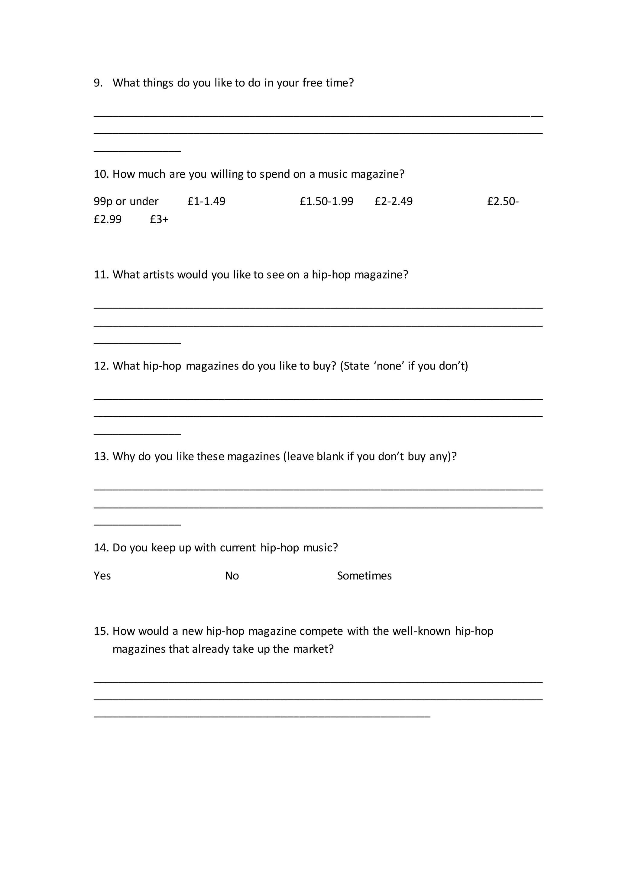 Questionnaire PDF Free Download the-westline-school