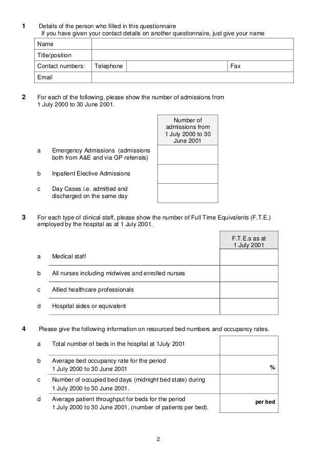 questionnaire on healthcare