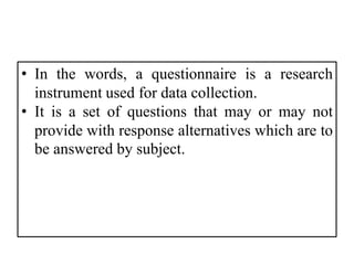 RESEARCH Questionnaire | PPTX