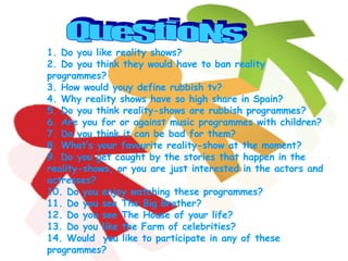 Questionnaire For A Survey Of Tv G8 4 B | PPT