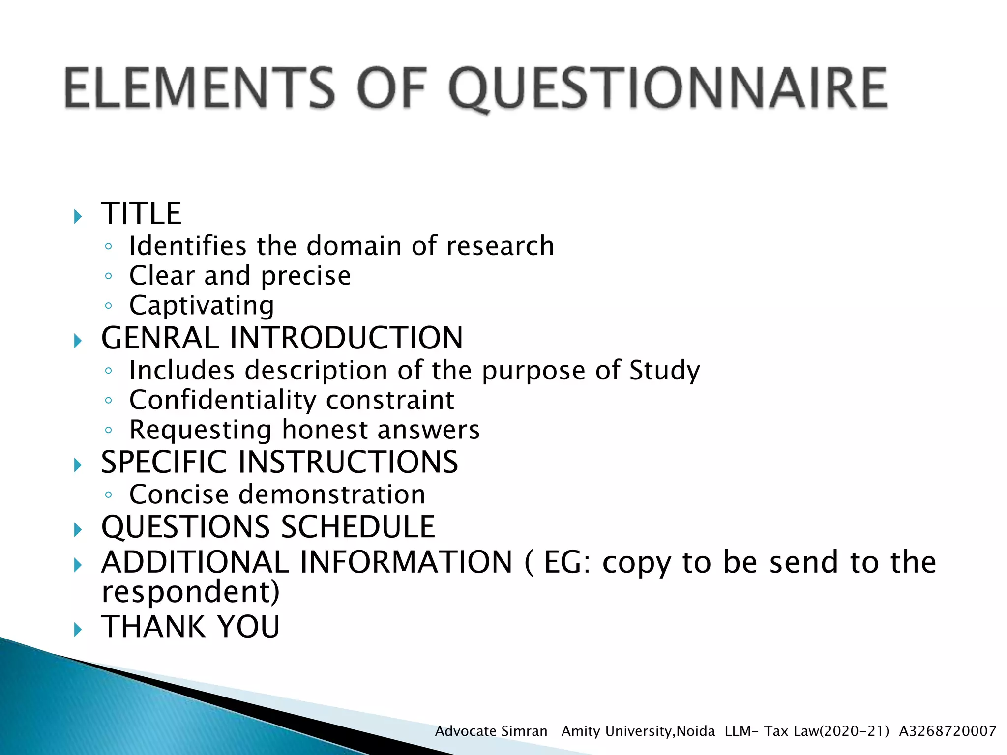 Questionnaire- legal research | PPTX