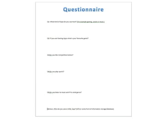 Questionnaire 1