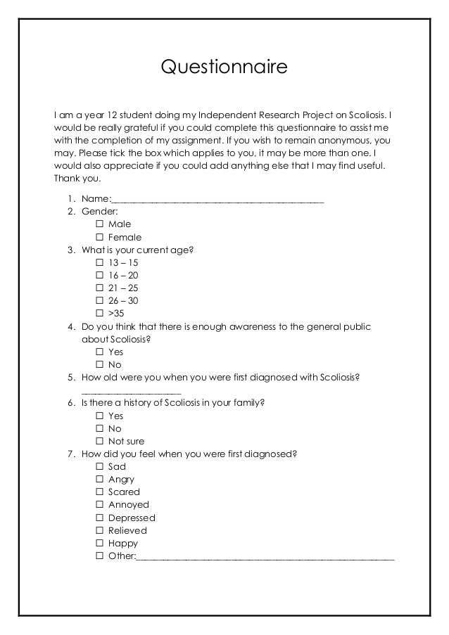 Scoliosis Questionnaire