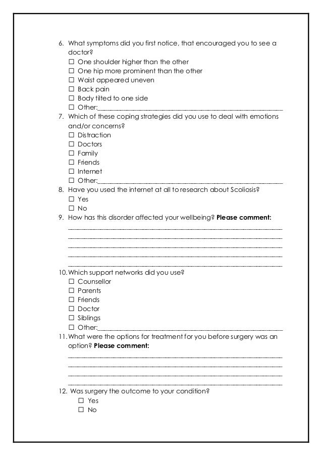 Scoliosis Questionnaire