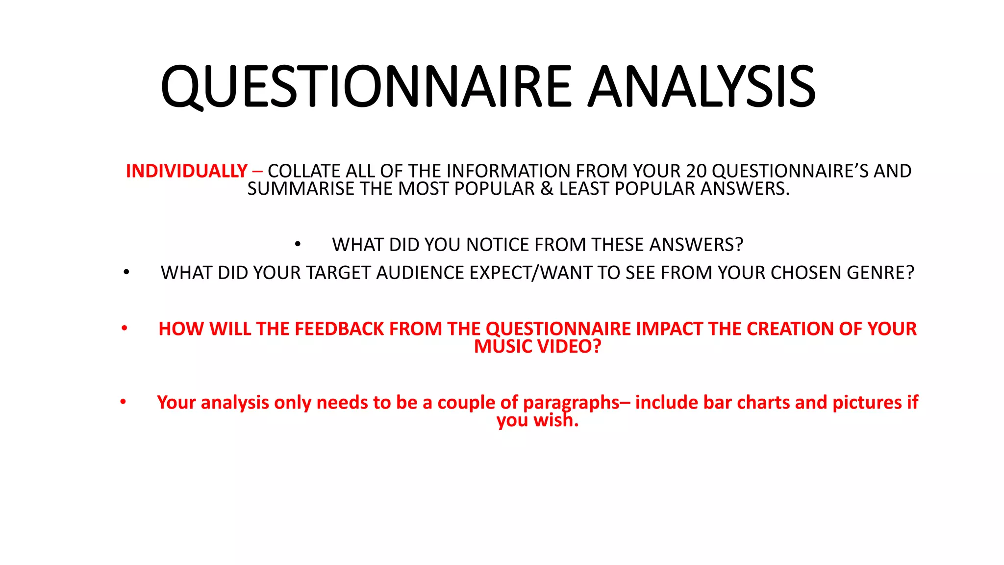 Question Line Analysis Questionnaire analysis | PPTX