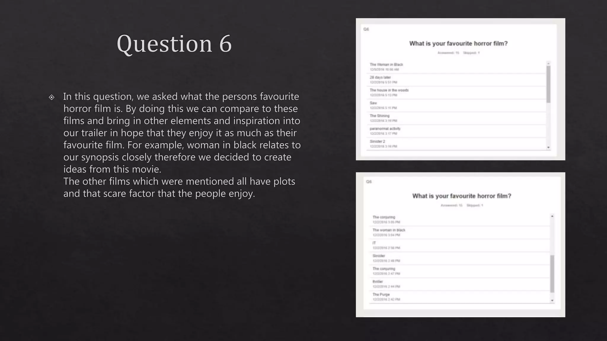 Questionnaire analysis