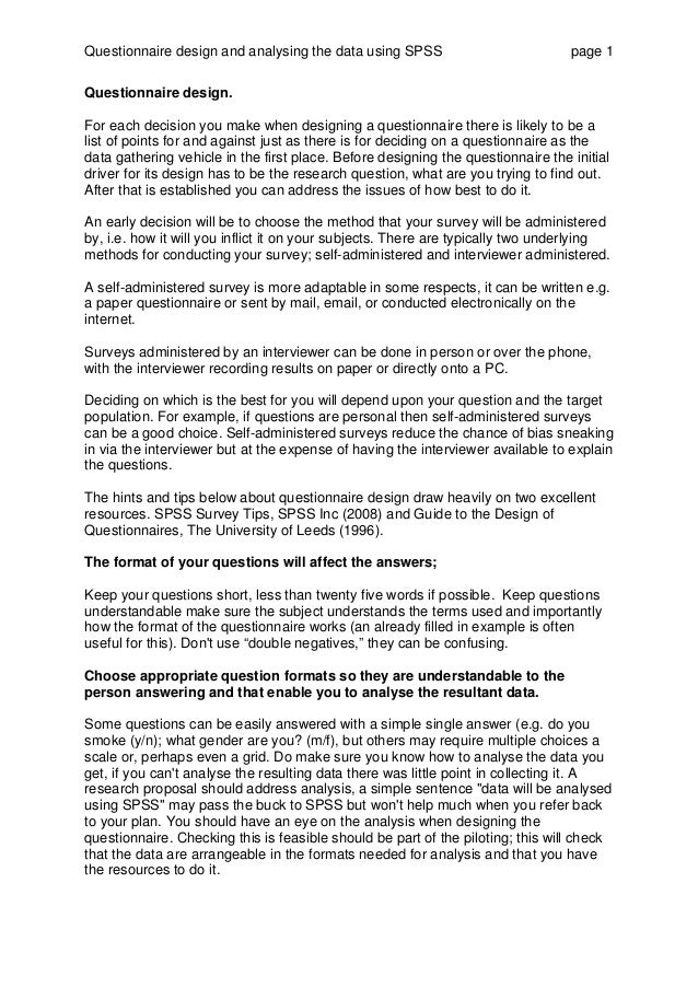 Spss questionnaire data entry picture