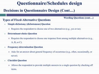 Questionnaire and schedules design | PPTX