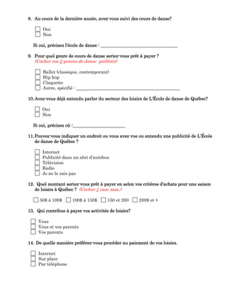 Questionnaire Cours De Marketing