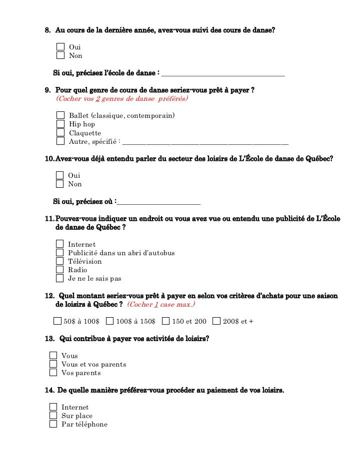 questionnaire for marketing