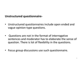 Questionnaire research | PPTX