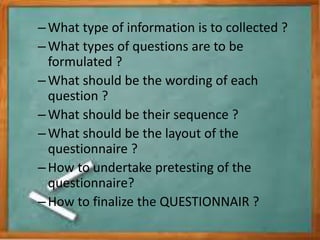 steps in Questionnaire design