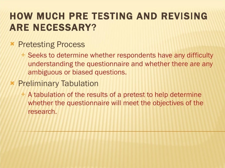 Pre testing questionnaire research paper