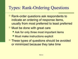 Order Ranking Question Example questionnaire development for research.. | PPT