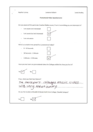 Questionnaire examples