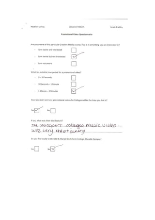 Questionnaire examples