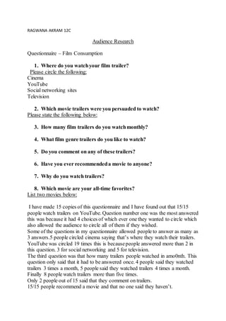 Questionnaire Film Consumption - 4018 | DOCX