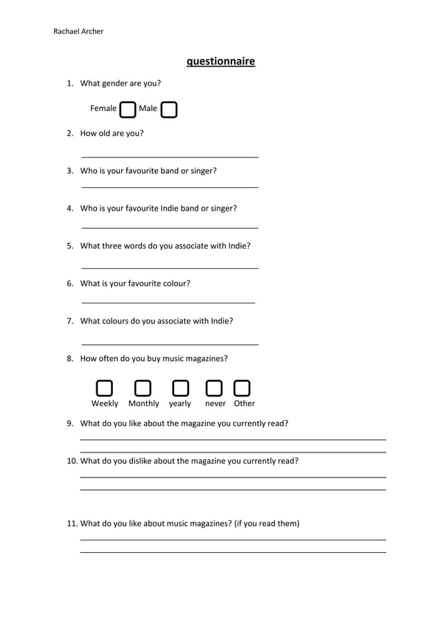 Questionnaire media racahel archer