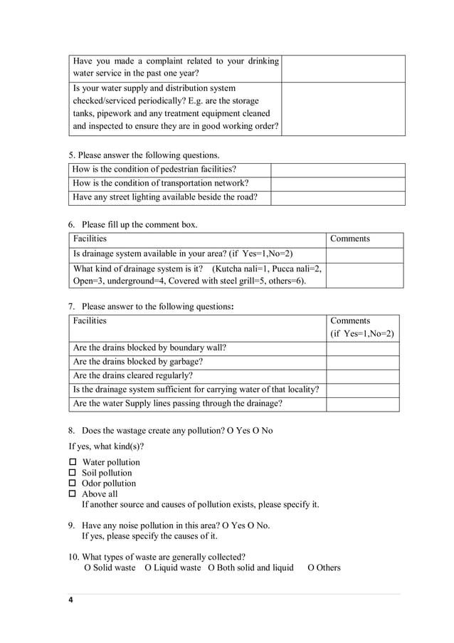 Questionnaire on Assessment of Housing Conditions, Socioeconomic