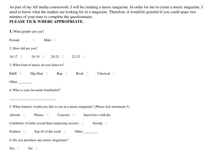 target audience questionnaire target questionnaire