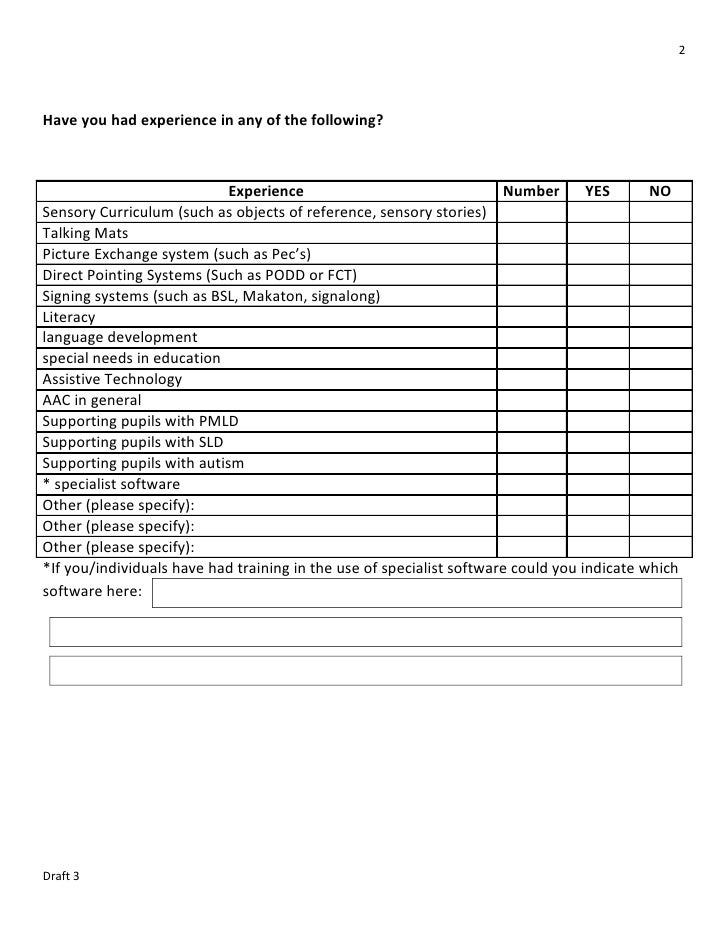 Questionnaire on skills