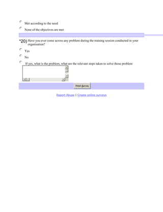 Questionnaire on training