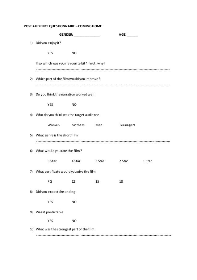 Questionnaire Post Production