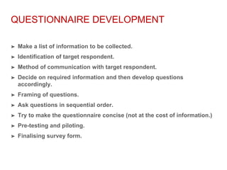 Questionnaire ppt for lecture modified 28 jan 2 | PPT